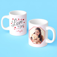 Attractive and Enhancing - Love You Personalized Mug, Photo Heart Keychain, Personalized Ferrero Rocher Chocolate 16 Pcs & Card