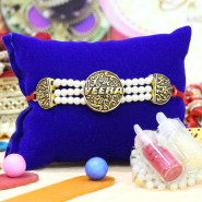 Antique Finish VEERA Rakhi with Exquisite Pearls