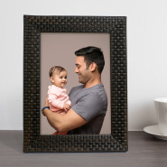 Personalized Black Texture Photo Frame & Card