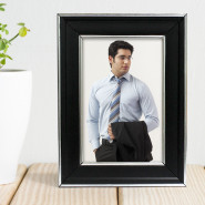 Personalized Black Frame with Silver Border Photo Frame & Card