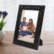 Personalized Black Heavy Texture Photo Frame & Card