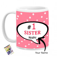 Number 1 Sister Personalized Mug & Card