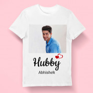 Hubby Personalized T-Shirt with Photo & Valentine Greeting Card
