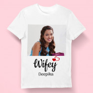 Wifey Personalized T-Shirt with Photo & Valentine Greeting Card