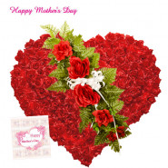 100 Red Roses Heart - Heart Shaped Arrangement of 100 Red Roses and Card