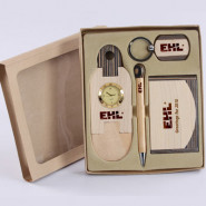 Set of Pen with Stand, Clock, Keychain and Visiting Card Box (Valentine Special)