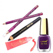 Lakme Glow - Lip Liner Pencil + Lip Gloss + Eye Pencil + Nail Polish