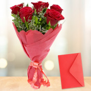 Red Bunch Delight - 10 Red Roses Bunch & Card