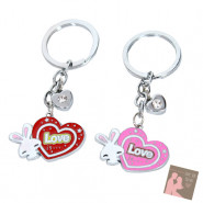 2 Heart with Bunny Keychain