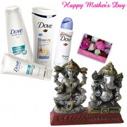 Hamper for Mom - Dove Shine, Ganesh Laxmi idols and Card
