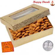 Almond Box 400 gms - Almonds 400 gms in Decorative Box with Laxmi-Ganesha Coin