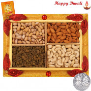 Assorted Dry fruits 400 gms in Artistic Tray with Laxmi-Ganesha Coin
