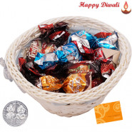 Choco Basket - Truffle Chocolate 300 gms in Decorative Basket with Laxmi-Ganesha Coin