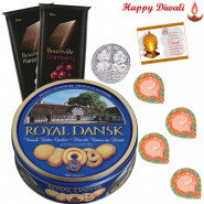 Choco & Cookies - Danish Cookies, 2 Bournville with 2 Diyas and Laxmi-Ganesha Coin
