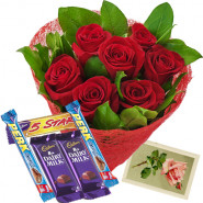 Pleasing Treat - 20 Red Roses + 5 Cadbury Chocolates + Card