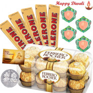 Chocolates for You - Ferrero Rocher 16 pcs, 5 Toblerone, 4 Diyas, Silver Plated Coin and Card