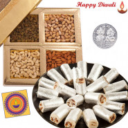 Diwali Time - Kaju Anjir Roll 250 gms, Assorted Dry fruits 200 gms with Laxmi-Ganesha Coin
