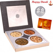 Pleasing Treat - Assorted Dry fruits 400 gms in Decorative Box with Laxmi-Ganesha Coin