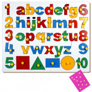 English Alphabet Lowercase with Numbers and Shapes