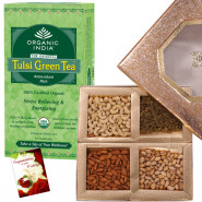 For Health - Tulsi Green Tea Bags, 200 gms Assorted Dryfruits and Card