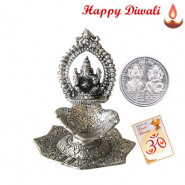 Ganesh Diya - Oxidized Ganesh Diya with Laxmi-Ganesha Coin