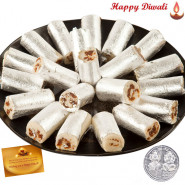 Roll Treat - Kaju Anjir Roll 500 gms with Laxmi-Ganesha Coin
