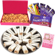Wonderful Hamper - Kaju Pista Roll, Almonds Box, Assorted Cadbury Hamper