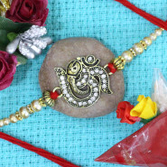Shimmering OM Ganapati Rakhi with Pearls