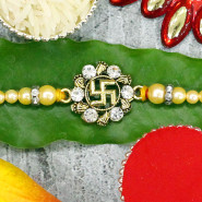 Elegant Swastik Rakhi with Diamonds & Pearls