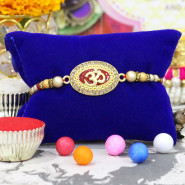 Shubh Golden OM Dial Rakhi with Diamond