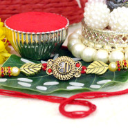 Delicate Work Shree Rakhi with Pearls