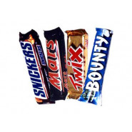 Snickers, Mars, Twix, Bounty and Card