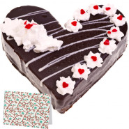 Heart Cake - Black Forest Heart Cake 1 Kg + Card