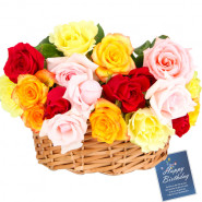 Love for You - 12 Mix Roses Basket + Card