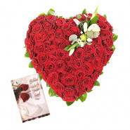 Soothing Love - Heart Shaped Arrangement 100 Red Roses + Card