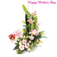 Carnations and Gerberas - 50 Gerberas and 50 Carnations arrangement of 3 to 4 feet and Card