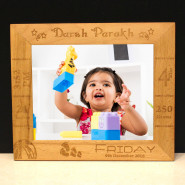 Personalized Engraved Wooden Photo Frame for Baby and Card