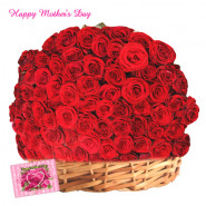 Basket of Red Roses - Basket of 100 Red Roses and Card
