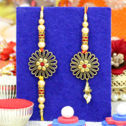 Ultimate Designer Bhaiya Bhabhi Rakhi with Metalwork & Pearls