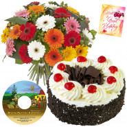 Dreams - Bunch Of 15 Gerberas + Cake1/2kg + Mind Stretching Puzzles Cd