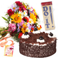 Colourful Wishes - Bunch 20 Mix Flowers + Do It Perfume + Cake 1/2kg
