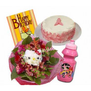 Cuddly Affair - Water Bottle + Bunch 20 Mix Flowers + Cake 1/2kg