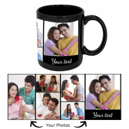 Personalized Black Mug (Six Photos) & Card
