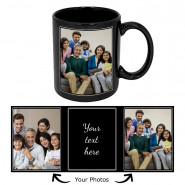 Personalized Black Mug (Two Photos) & Card