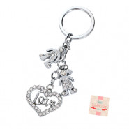 Boy Girl Silver Diamond Studded Keychain