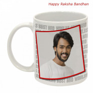 Blessings for Bro - World's Best Bro Personalized Mug, Almond & Cashew 200 gms in Potli (D), Ganesh Idol with 2 Rakhi and Roli-Chawal