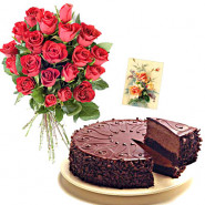 Roses N Cake - 12 Red Roses Bunch + 1/2 kg Cake