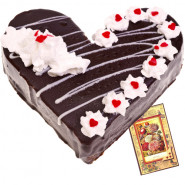Black Forest Heart Shape Cake 1 Kg + Card