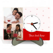 Personalized Rectangle Shaped Clock (Two Photos) & Card