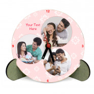 Personalized Round Shaped Clock (Three Photos) & Card